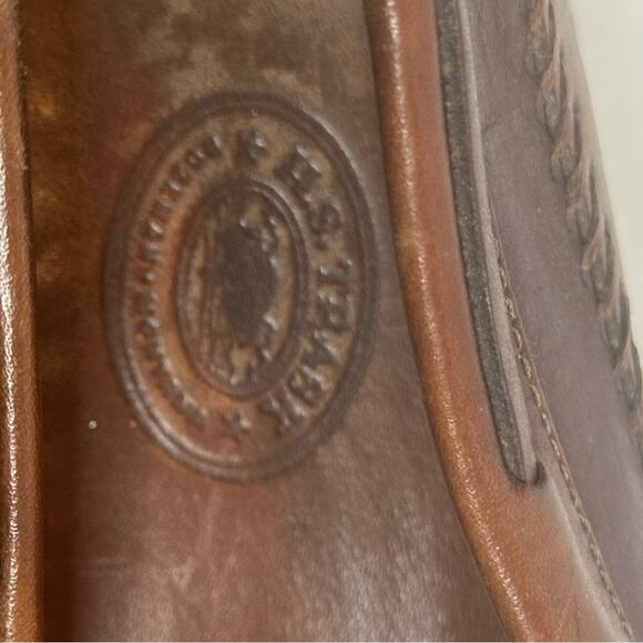 H.S. TRASK MENS 2 TONE BROWN LOAFER SIZE 11 N VIBRAM GUM LITE Black Rubber Soles - Picture 4 of 13